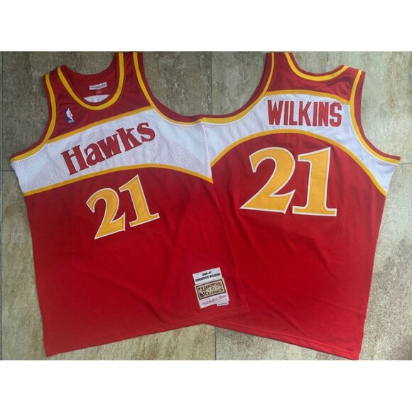 Mens Dominique Wilkins Red Stitched Jersey